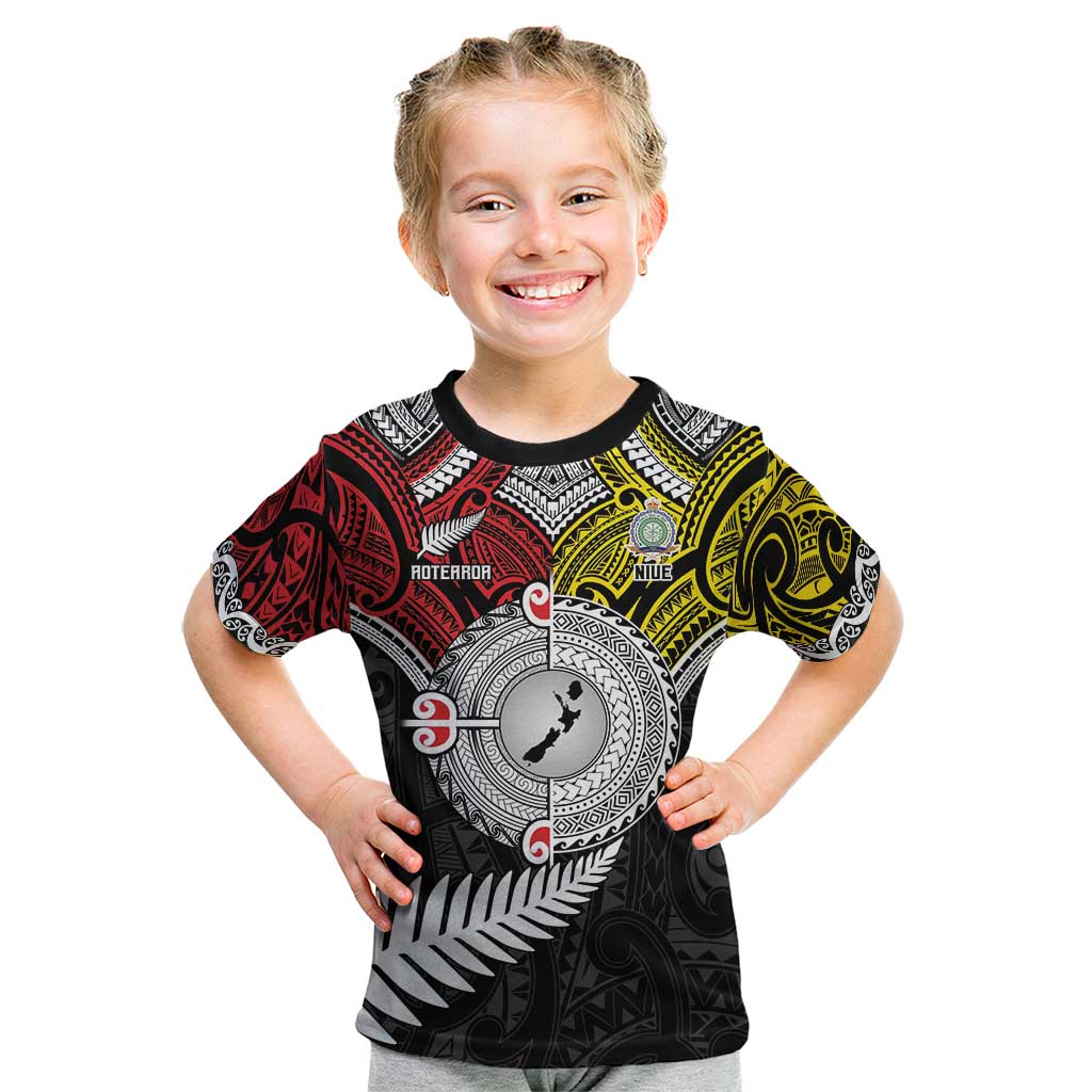 Aotearoa and Niue Mo Te Tiriti Kid T Shirt New Zealand Honour The Treaty Ake!Ake!Ake! LT9 Gold - Polynesian Pride