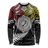 Aotearoa and Niue Mo Te Tiriti Long Sleeve Shirt New Zealand Honour The Treaty Ake!Ake!Ake! LT9 Unisex Gold - Polynesian Pride