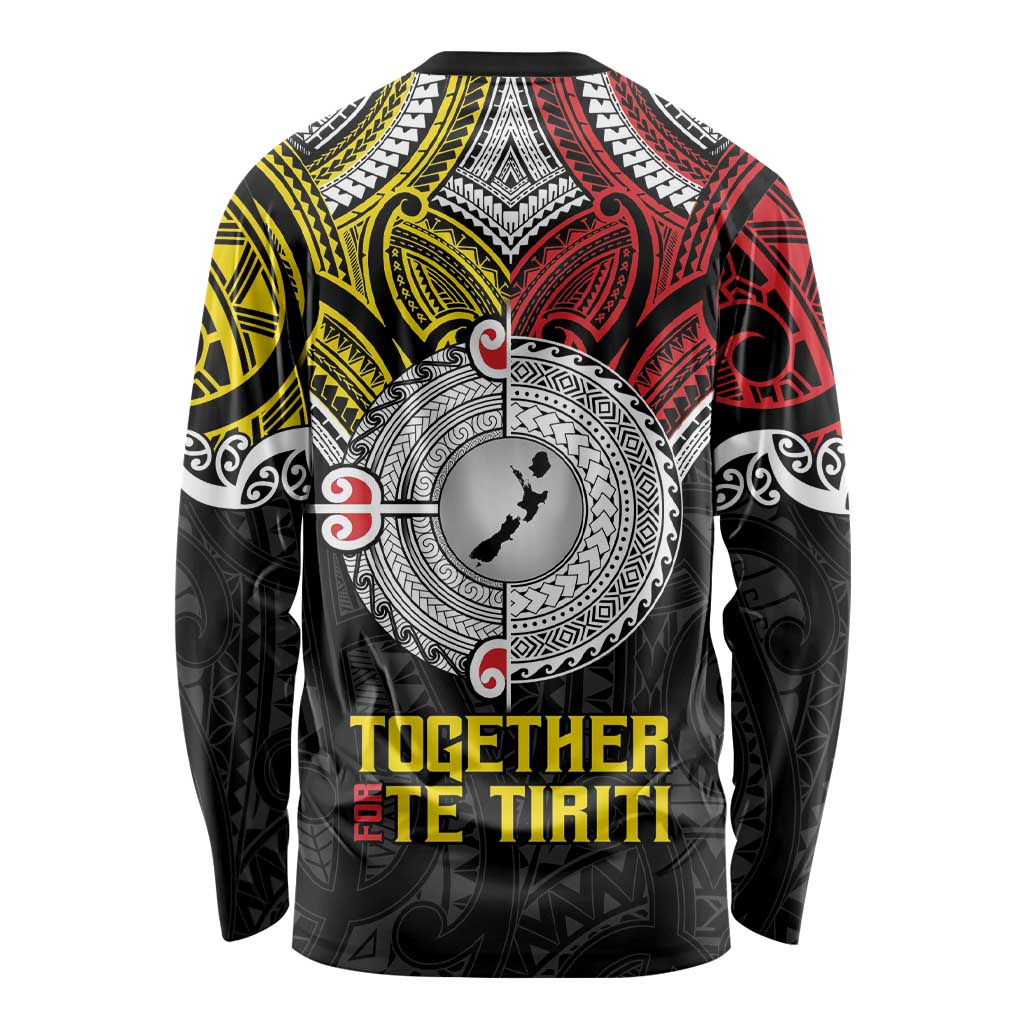 Aotearoa and Niue Mo Te Tiriti Long Sleeve Shirt New Zealand Honour The Treaty Ake!Ake!Ake! LT9 - Polynesian Pride
