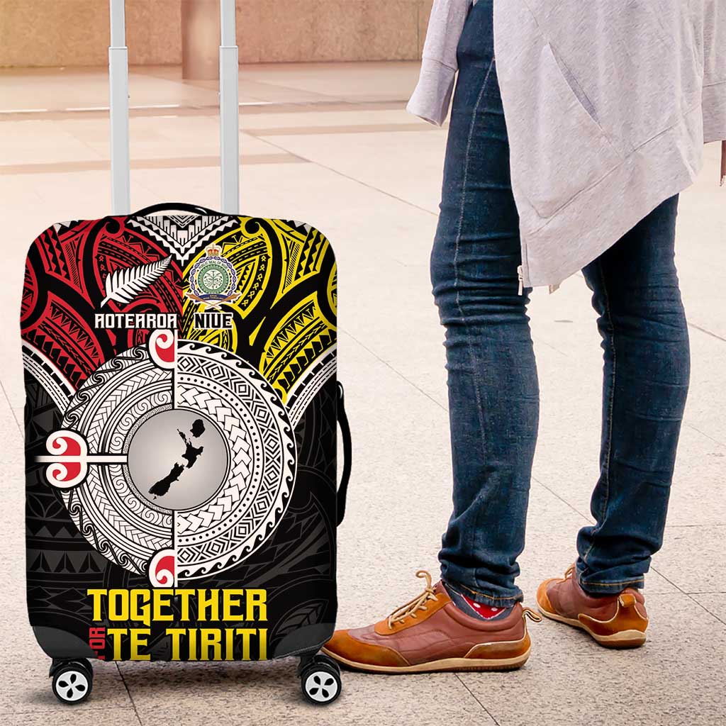 Aotearoa and Niue Mo Te Tiriti Luggage Cover New Zealand Honour The Treaty Ake!Ake!Ake! LT9 Gold - Polynesian Pride