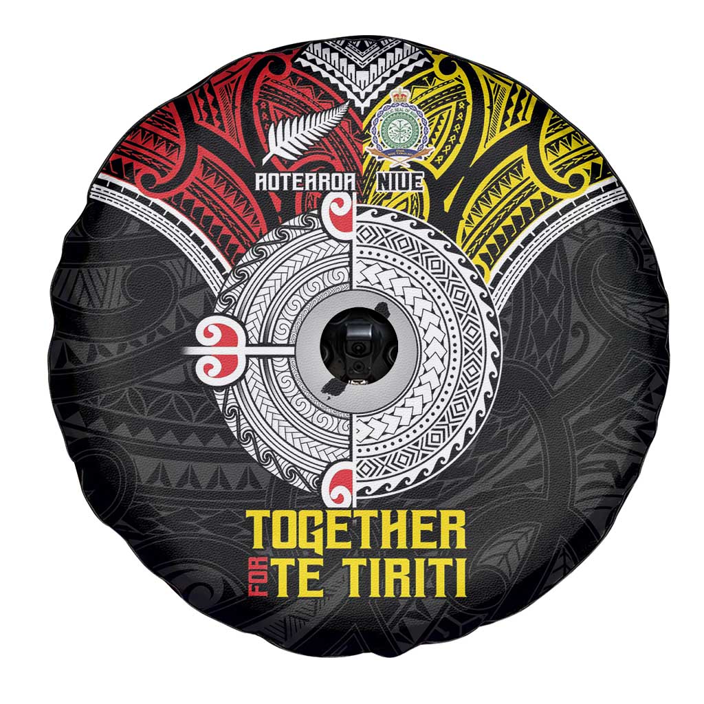 Aotearoa and Niue Mo Te Tiriti Spare Tire Cover New Zealand Honour The Treaty Ake!Ake!Ake! LT9 - Polynesian Pride