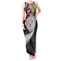Aotearoa and Niue Mo Te Tiriti Tank Maxi Dress New Zealand Honour The Treaty Ake!Ake!Ake! LT9 Women Gold - Polynesian Pride