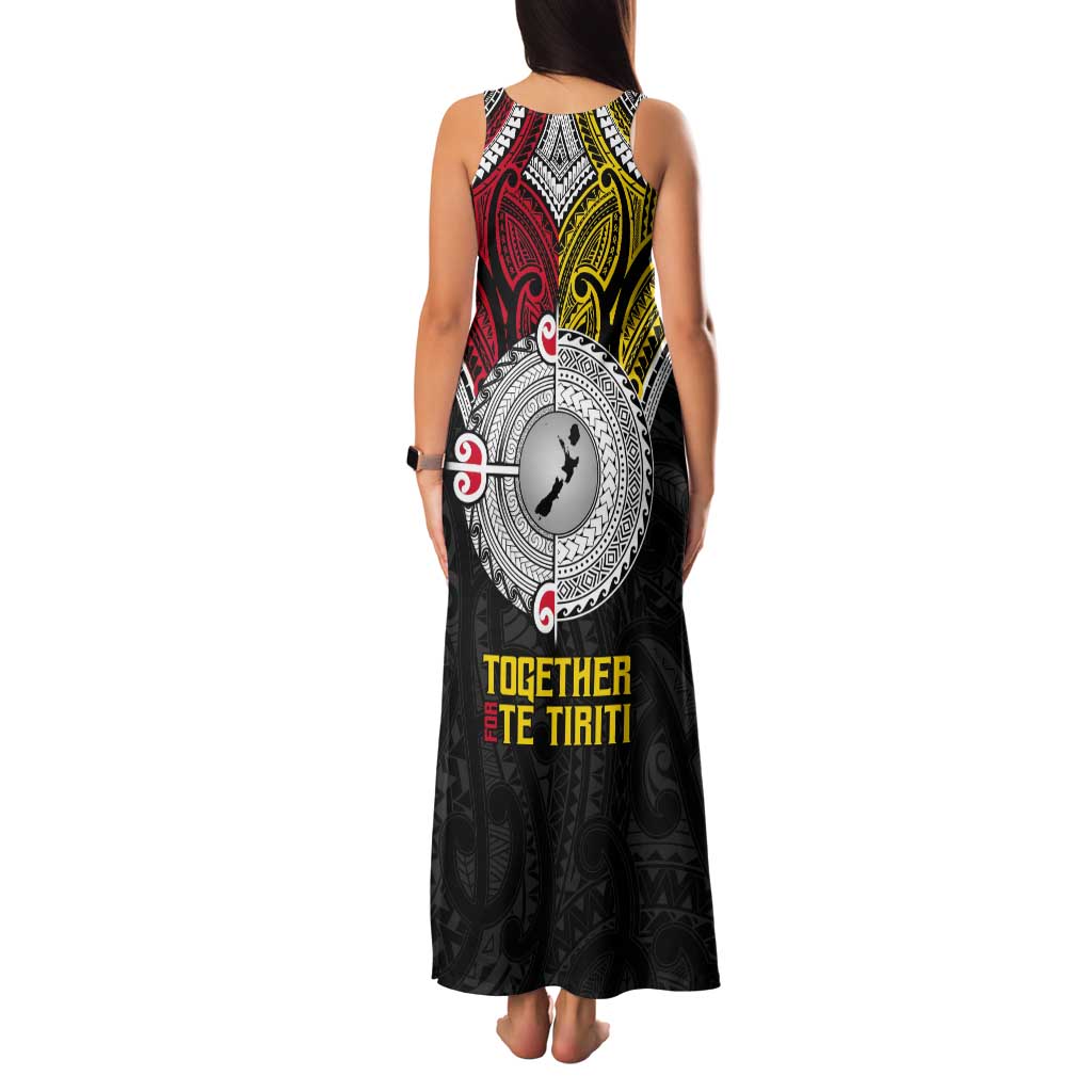 Aotearoa and Niue Mo Te Tiriti Tank Maxi Dress New Zealand Honour The Treaty Ake!Ake!Ake! LT9 - Polynesian Pride
