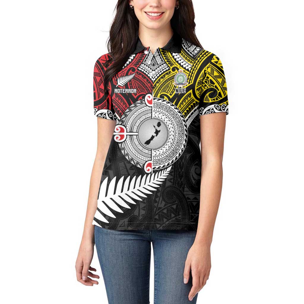 Aotearoa and Niue Mo Te Tiriti Women Polo Shirt New Zealand Honour The Treaty Ake!Ake!Ake! LT9 - Polynesian Pride