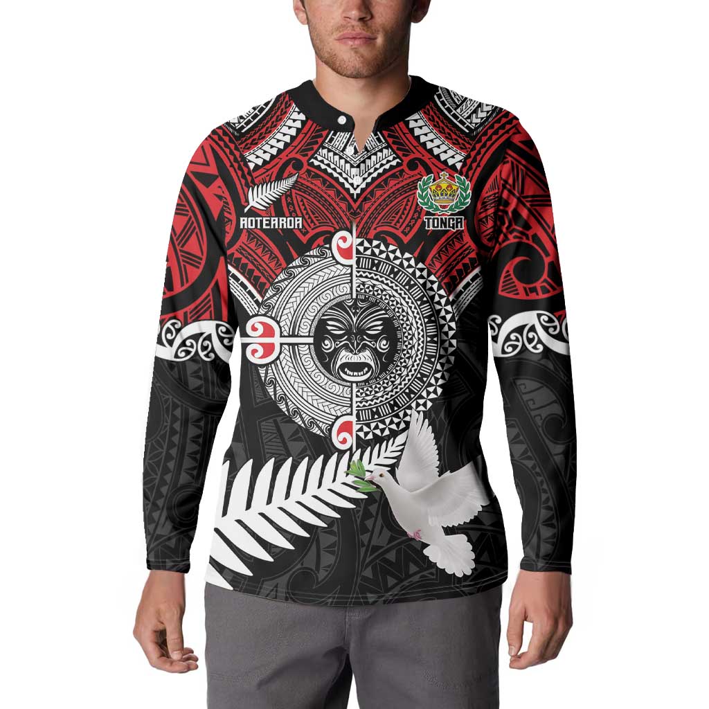 Aotearoa and Tonga Mo Te Tiriti Button Sweatshirt New Zealand Honour The Treaty Ake!Ake!Ake!