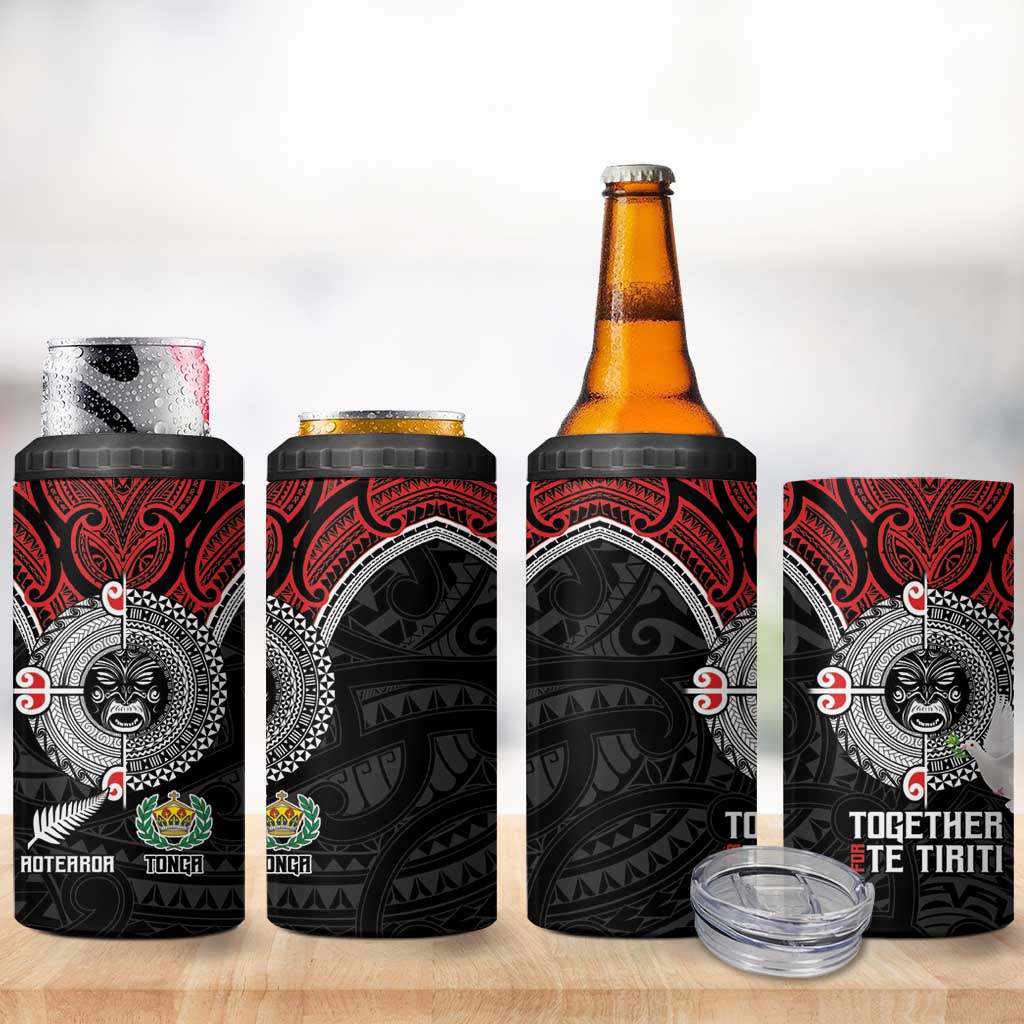Aotearoa and Tonga Mo Te Tiriti 4 in 1 Can Cooler Tumbler New Zealand Honour The Treaty Ake!Ake!Ake! LT9 - Polynesian Pride