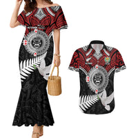 Aotearoa and Tonga Mo Te Tiriti Couples Matching Mermaid Dress and Hawaiian Shirt New Zealand Honour The Treaty Ake!Ake!Ake! LT9 Red - Polynesian Pride