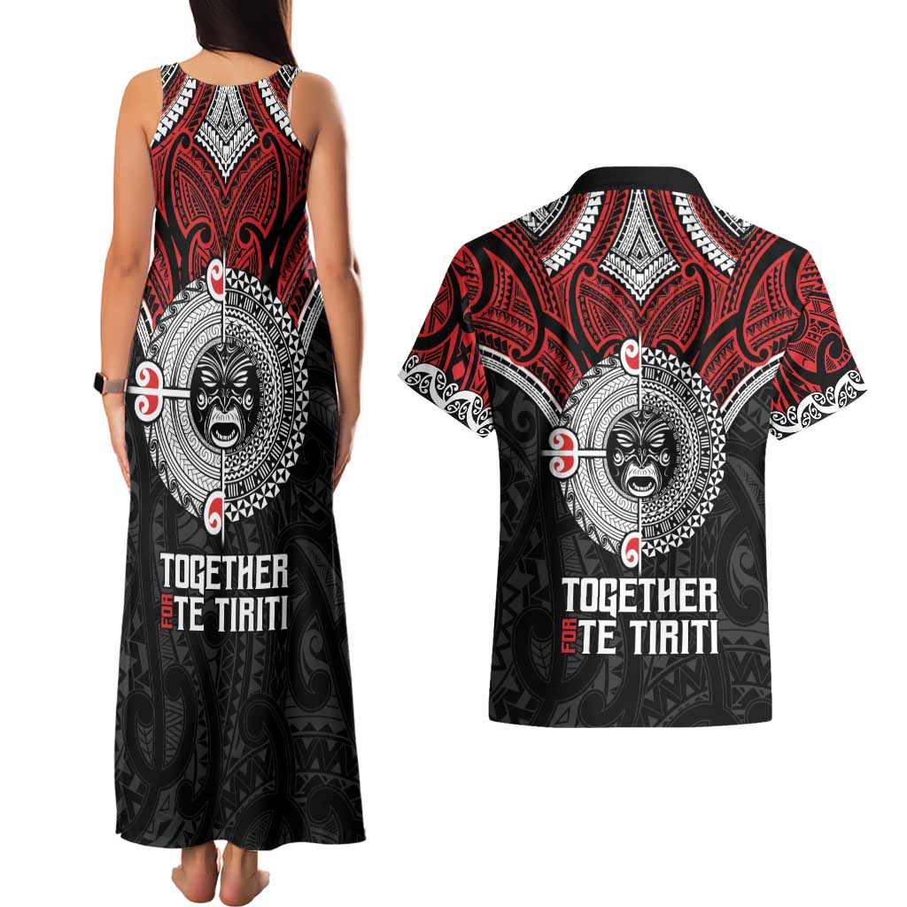 Aotearoa and Tonga Mo Te Tiriti Couples Matching Tank Maxi Dress and Hawaiian Shirt New Zealand Honour The Treaty Ake!Ake!Ake!