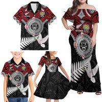 Aotearoa and Tonga Mo Te Tiriti Family Matching Off Shoulder Maxi Dress and Hawaiian Shirt New Zealand Honour The Treaty Ake!Ake!Ake! LT9 - Polynesian Pride
