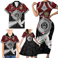 Aotearoa and Tonga Mo Te Tiriti Family Matching Short Sleeve Bodycon Dress and Hawaiian Shirt New Zealand Honour The Treaty Ake!Ake!Ake! LT9 - Polynesian Pride