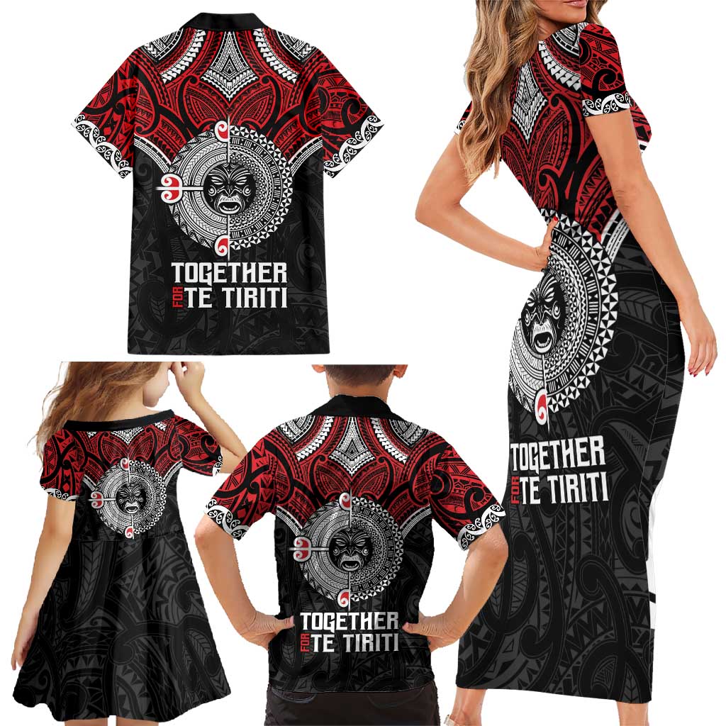 Aotearoa and Tonga Mo Te Tiriti Family Matching Short Sleeve Bodycon Dress and Hawaiian Shirt New Zealand Honour The Treaty Ake!Ake!Ake! LT9 - Polynesian Pride