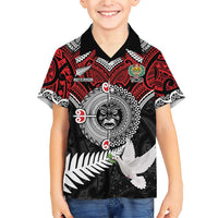 Aotearoa and Tonga Mo Te Tiriti Family Matching Short Sleeve Bodycon Dress and Hawaiian Shirt New Zealand Honour The Treaty Ake!Ake!Ake! LT9 Son's Shirt Red - Polynesian Pride