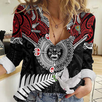 Aotearoa and Tonga Mo Te Tiriti Women Casual Shirt New Zealand Honour The Treaty Ake!Ake!Ake! LT9 Female Red - Polynesian Pride
