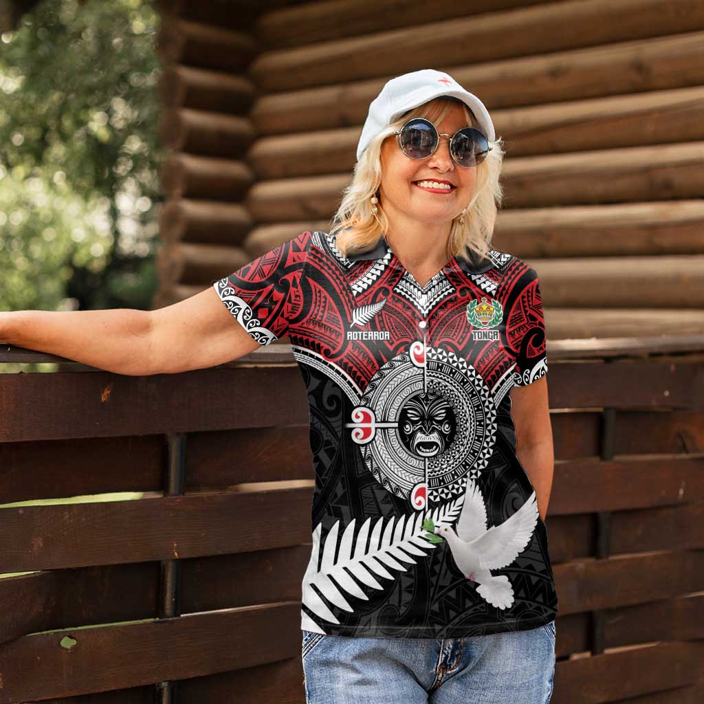 Aotearoa and Tonga Mo Te Tiriti Women Polo Shirt New Zealand Honour The Treaty Ake!Ake!Ake! LT9 - Polynesian Pride
