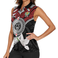 Aotearoa and Tonga Mo Te Tiriti Women Sleeveless Polo Shirt New Zealand Honour The Treaty Ake!Ake!Ake!