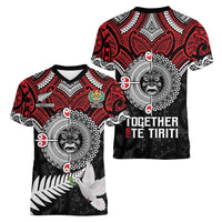 Aotearoa and Tonga Mo Te Tiriti Women V-Neck T-Shirt New Zealand Honour The Treaty Ake!Ake!Ake!