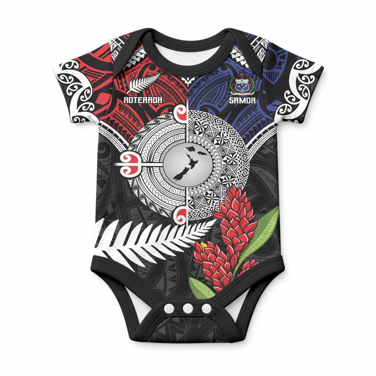 Aotearoa and Samoa Mo Te Tiriti Baby Onesie Tangata Moana Stand with Tangata Whenua LT9 Blue - Polynesian Pride