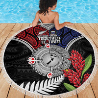 Aotearoa and Samoa Mo Te Tiriti Beach Blanket Tangata Moana Stand with Tangata Whenua