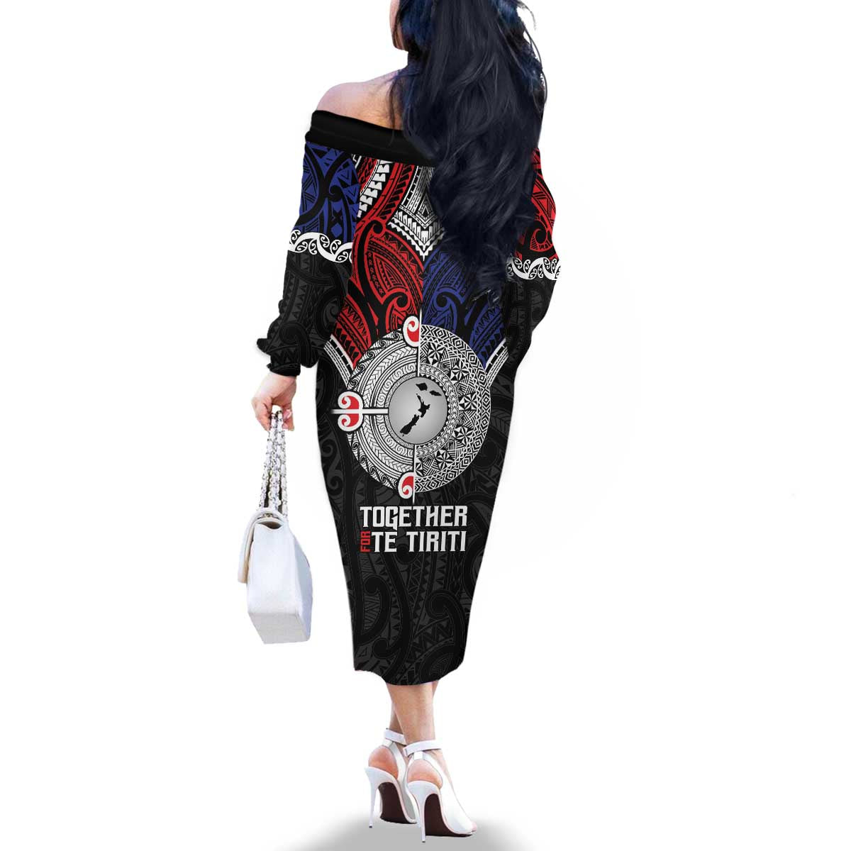 Aotearoa and Samoa Mo Te Tiriti Family Matching Off The Shoulder Long Sleeve Dress and Hawaiian Shirt Tangata Moana Stand with Tangata Whenua LT9 - Polynesian Pride