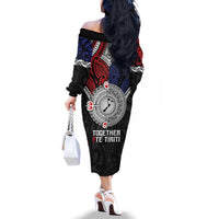 Aotearoa and Samoa Mo Te Tiriti Family Matching Off The Shoulder Long Sleeve Dress and Hawaiian Shirt Tangata Moana Stand with Tangata Whenua LT9 - Polynesian Pride