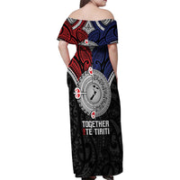 Aotearoa and Samoa Mo Te Tiriti Family Matching Off Shoulder Maxi Dress and Hawaiian Shirt Tangata Moana Stand with Tangata Whenua LT9 - Polynesian Pride