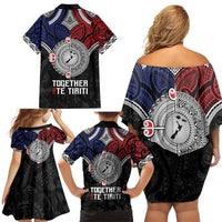 Aotearoa and Samoa Mo Te Tiriti Family Matching Off Shoulder Short Dress and Hawaiian Shirt Tangata Moana Stand with Tangata Whenua LT9 - Polynesian Pride