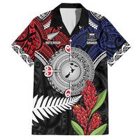 Aotearoa and Samoa Mo Te Tiriti Family Matching Short Sleeve Bodycon Dress and Hawaiian Shirt Tangata Moana Stand with Tangata Whenua LT9 Dad's Shirt - Short Sleeve Blue - Polynesian Pride