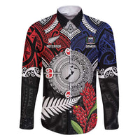 Aotearoa and Samoa Mo Te Tiriti Family Matching Short Sleeve Bodycon Dress and Hawaiian Shirt Tangata Moana Stand with Tangata Whenua LT9 Dad's Shirt - Long Sleeve Blue - Polynesian Pride