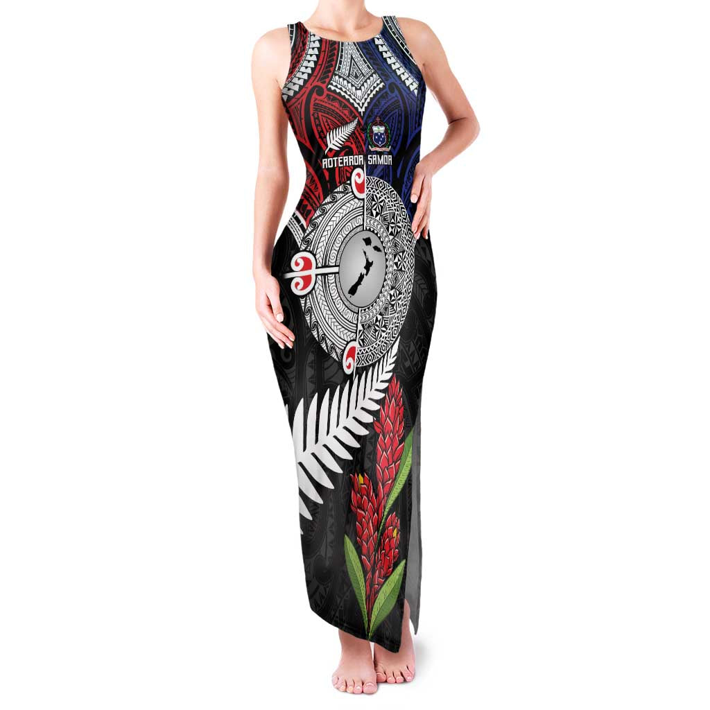 Aotearoa and Samoa Mo Te Tiriti Family Matching Tank Maxi Dress and Hawaiian Shirt Tangata Moana Stand with Tangata Whenua LT9 Mom's Dress Blue - Polynesian Pride