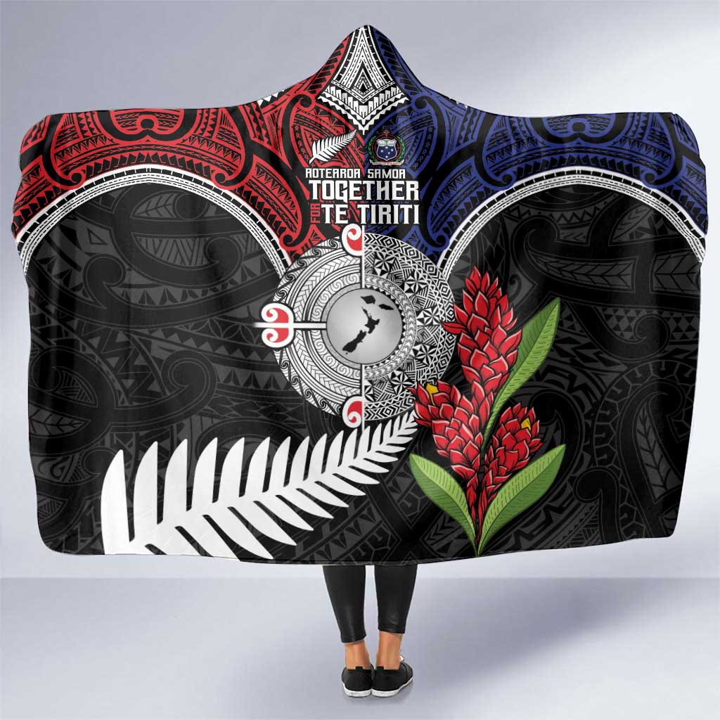 Aotearoa and Samoa Mo Te Tiriti Hooded Blanket Tangata Moana Stand with Tangata Whenua LT9 One Size Blue - Polynesian Pride