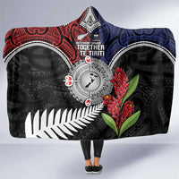 Aotearoa and Samoa Mo Te Tiriti Hooded Blanket Tangata Moana Stand with Tangata Whenua LT9 One Size Blue - Polynesian Pride