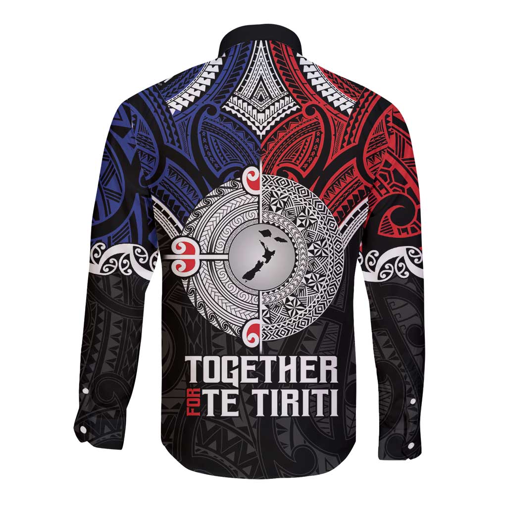 Aotearoa and Samoa Mo Te Tiriti Long Sleeve Button Shirt Tangata Moana Stand with Tangata Whenua LT9 - Polynesian Pride