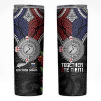 Aotearoa and Samoa Mo Te Tiriti Skinny Tumbler Tangata Moana Stand with Tangata Whenua