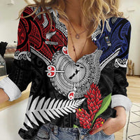 Aotearoa and Samoa Mo Te Tiriti Women Casual Shirt Tangata Moana Stand with Tangata Whenua