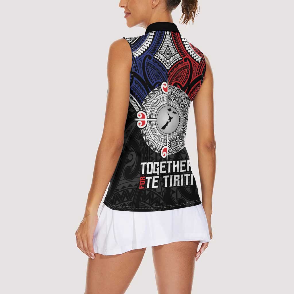 Aotearoa and Samoa Mo Te Tiriti Women Sleeveless Polo Shirt Tangata Moana Stand with Tangata Whenua