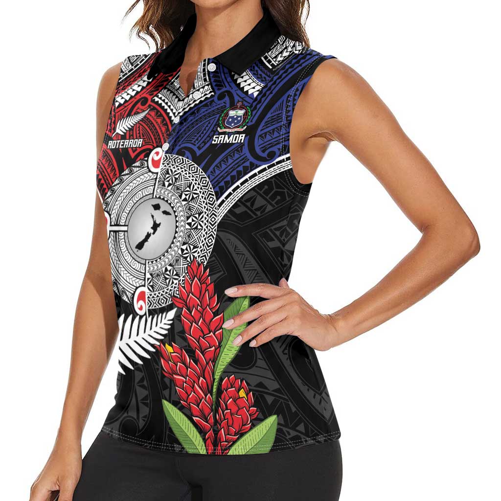 Aotearoa and Samoa Mo Te Tiriti Women Sleeveless Polo Shirt Tangata Moana Stand with Tangata Whenua