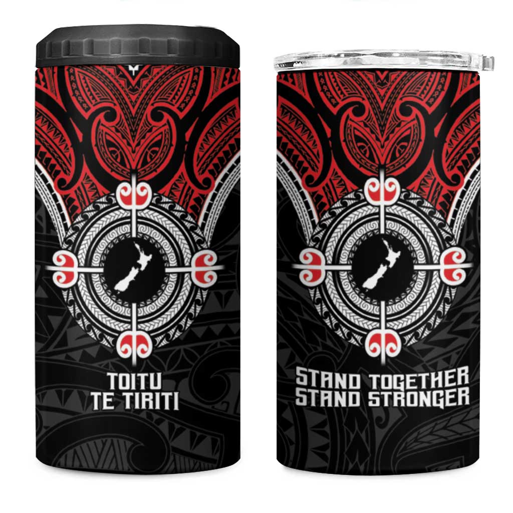 Aotearoa Proud To Be Maori 4 in 1 Can Cooler Tumbler New Zealand Fight Together LT9 One Size: 16 oz Red - Polynesian Pride
