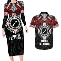Aotearoa Proud To Be Maori Couples Matching Long Sleeve Bodycon Dress and Hawaiian Shirt New Zealand Fight Together LT9 Red - Polynesian Pride