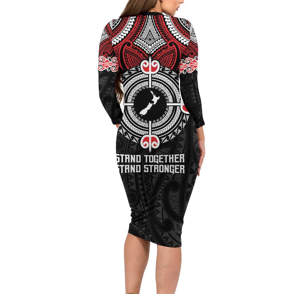 Aotearoa Proud To Be Maori Family Matching Long Sleeve Bodycon Dress and Hawaiian Shirt New Zealand Fight Together LT9 - Polynesian Pride