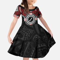 Aotearoa Proud To Be Maori Family Matching Off The Shoulder Long Sleeve Dress and Hawaiian Shirt New Zealand Fight Together LT9 Daughter's Dress Red - Polynesian Pride