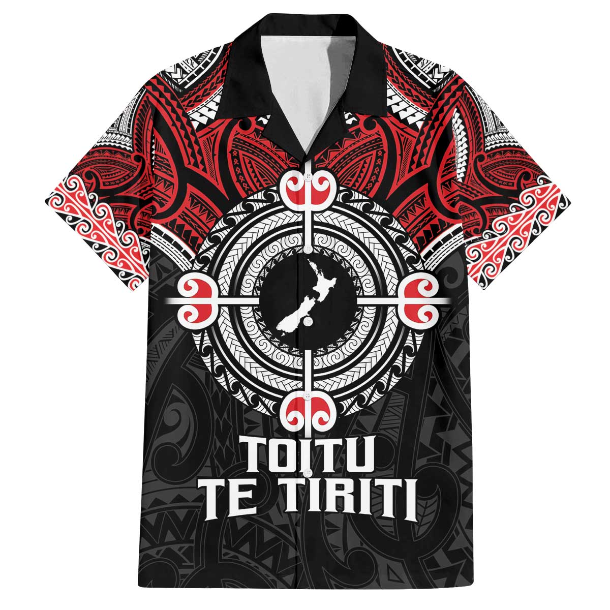 Aotearoa Proud To Be Maori Family Matching Off The Shoulder Long Sleeve Dress and Hawaiian Shirt New Zealand Fight Together LT9 Dad's Shirt - Short Sleeve Red - Polynesian Pride