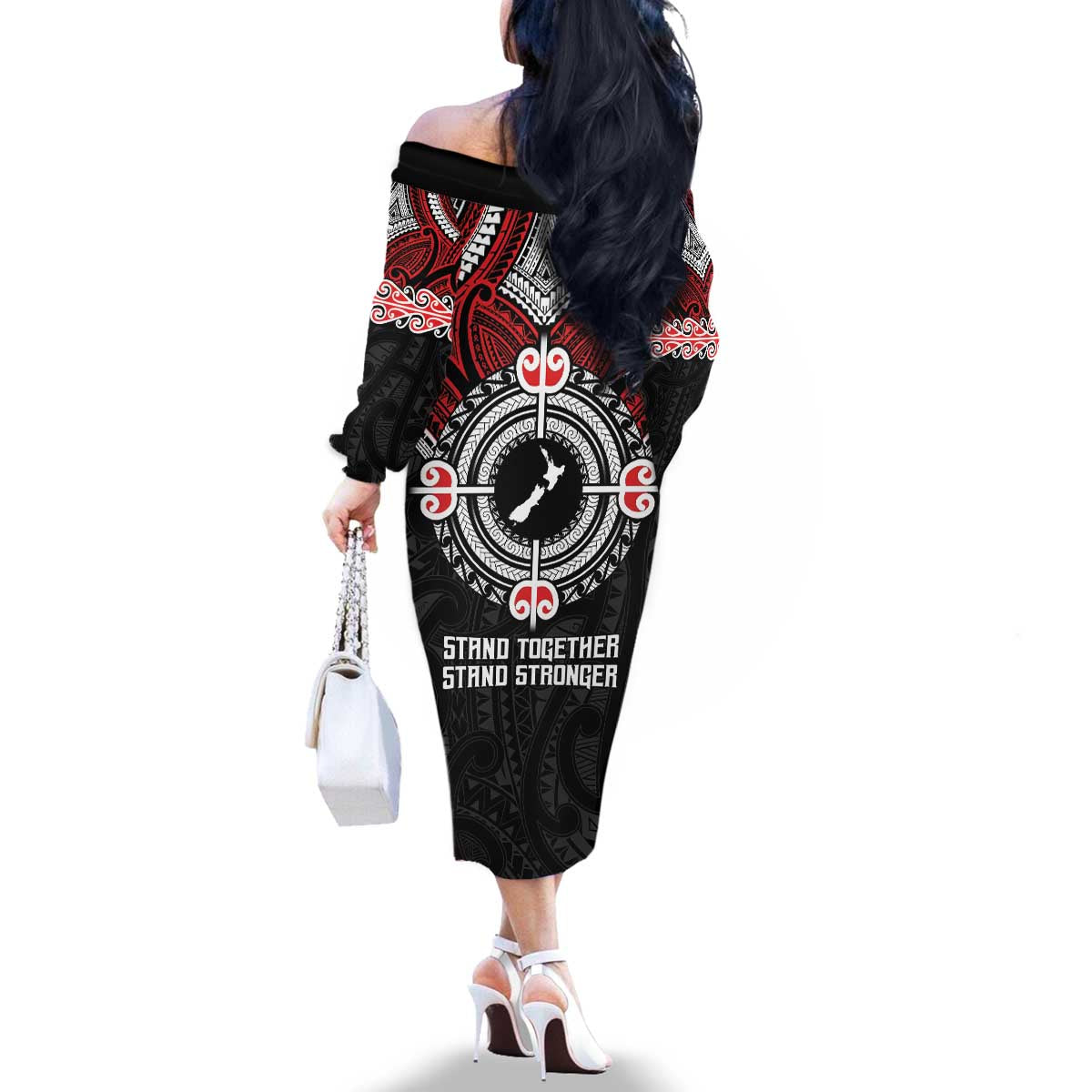 Aotearoa Proud To Be Maori Family Matching Off The Shoulder Long Sleeve Dress and Hawaiian Shirt New Zealand Fight Together LT9 - Polynesian Pride