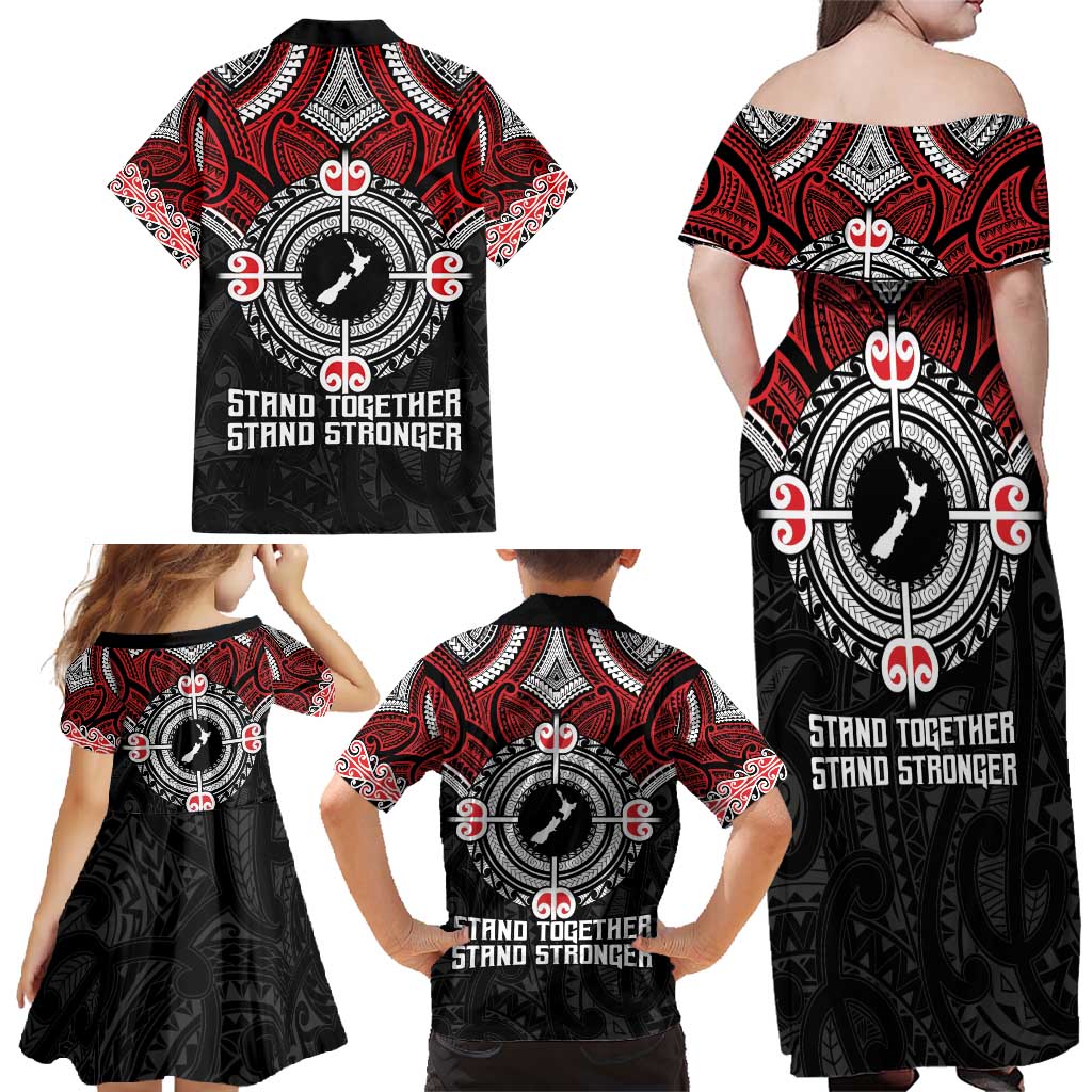 Aotearoa Proud To Be Maori Family Matching Off Shoulder Maxi Dress and Hawaiian Shirt New Zealand Fight Together LT9 - Polynesian Pride