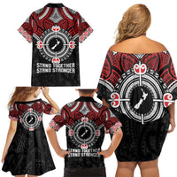 Aotearoa Proud To Be Maori Family Matching Off Shoulder Short Dress and Hawaiian Shirt New Zealand Fight Together LT9 - Polynesian Pride