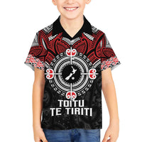 Aotearoa Proud To Be Maori Family Matching Off Shoulder Short Dress and Hawaiian Shirt New Zealand Fight Together LT9 Son's Shirt Red - Polynesian Pride