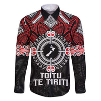 Aotearoa Proud To Be Maori Family Matching Puletasi and Hawaiian Shirt New Zealand Fight Together LT9 Dad's Shirt - Long Sleeve Red - Polynesian Pride