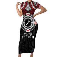 Aotearoa Proud To Be Maori Family Matching Short Sleeve Bodycon Dress and Hawaiian Shirt New Zealand Fight Together LT9 Mom's Dress Red - Polynesian Pride