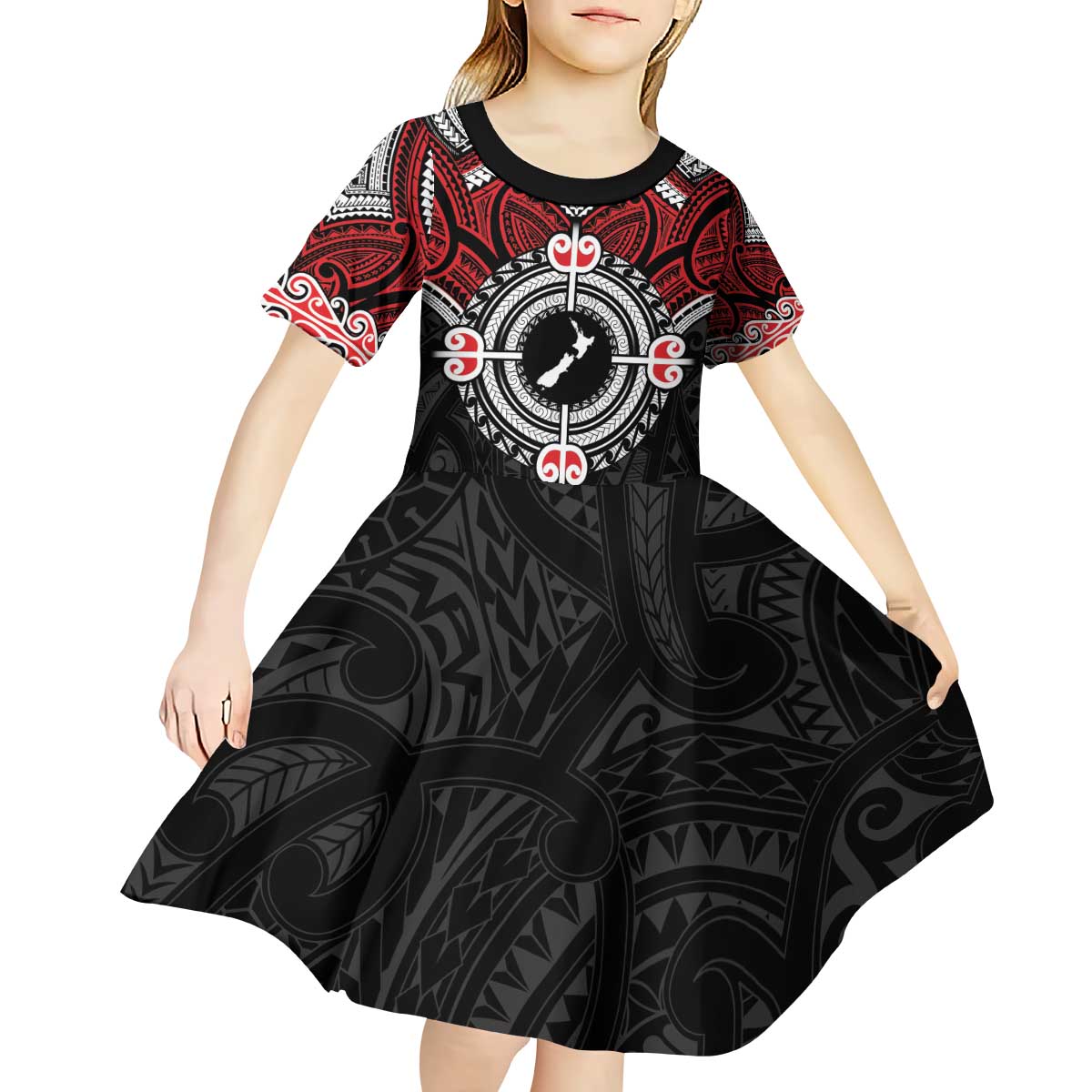 Aotearoa Proud To Be Maori Kid Short Sleeve Dress New Zealand Fight Together LT9 - Polynesian Pride