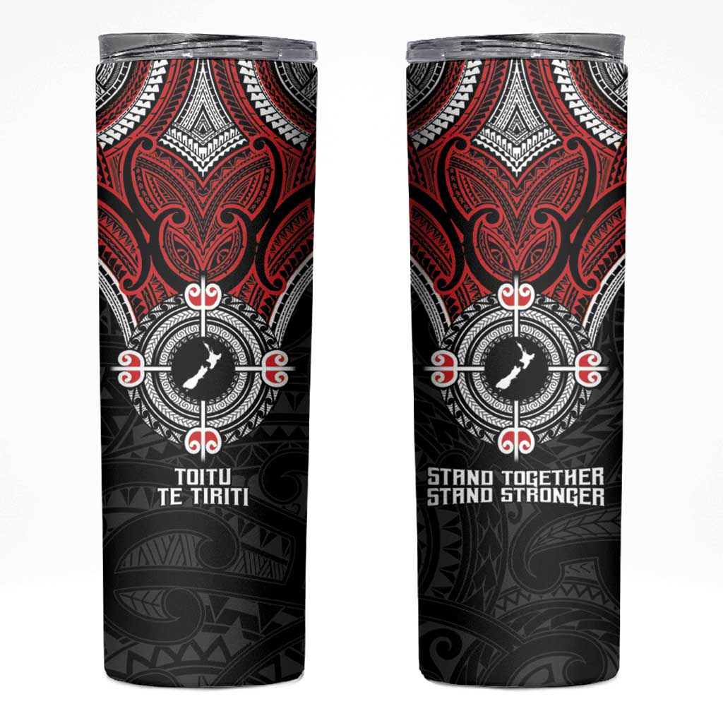Aotearoa Proud To Be Maori Skinny Tumbler New Zealand Fight Together LT9 Red - Polynesian Pride