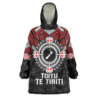 Aotearoa Proud To Be Maori Wearable Blanket Hoodie New Zealand Fight Together LT9 One Size Red - Polynesian Pride